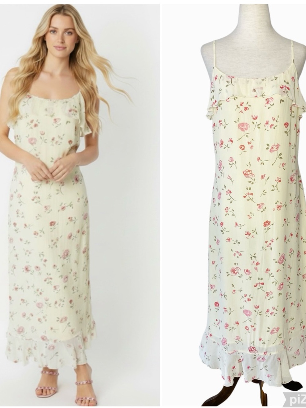 VINTAGE AMERICAN EAGLE Floral Ruffle Midi Dress